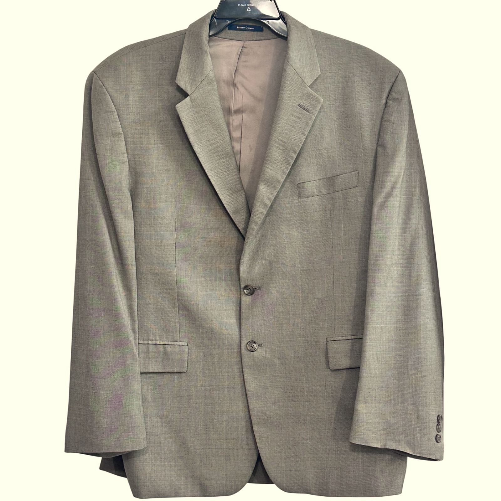 Chaps Ralph Lauren Mens Two Button Suit 2 Piece Taupe Plaid Size 48r
